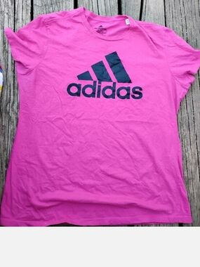 adidas Hot Pink Short Sleeve Tee with Dark Logo